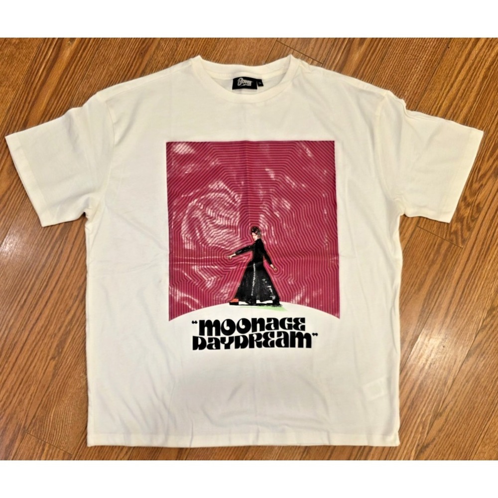 David Bowie T-Shirt Women's XL Petite? White Pink Unisex Graphic Print‎ NWOT